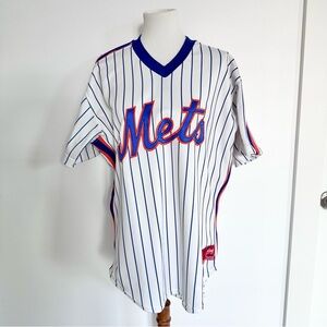 90s Rawlings New York Mets White Stripes Jersey Size 44